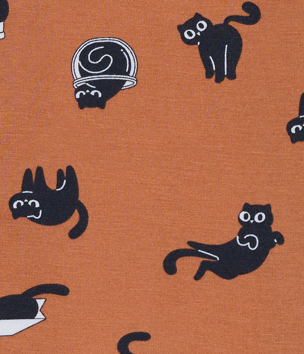Kids Pyjama Set Short Sleeve Viscose from Bamboo Hazel Black Cat Moods