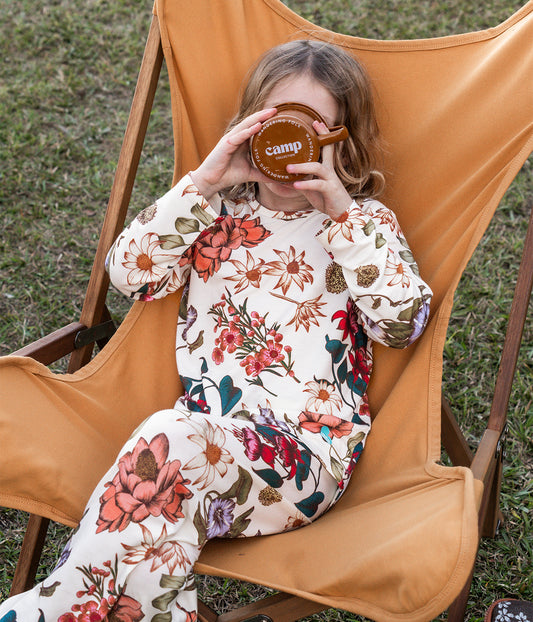 Kids Pyjama Set Long Sleeve Viscose from Bamboo Cream Wandering Folk