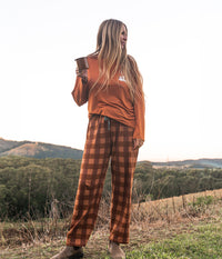 Adults Pyjama Set Long Sleeve Viscose from Bamboo Chocolate Wandering Folk