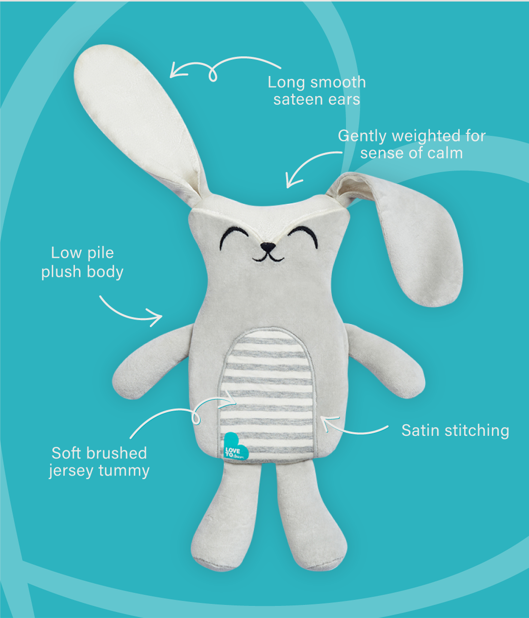 Self-Soothing Toy Stevie The Bunny™ Grey