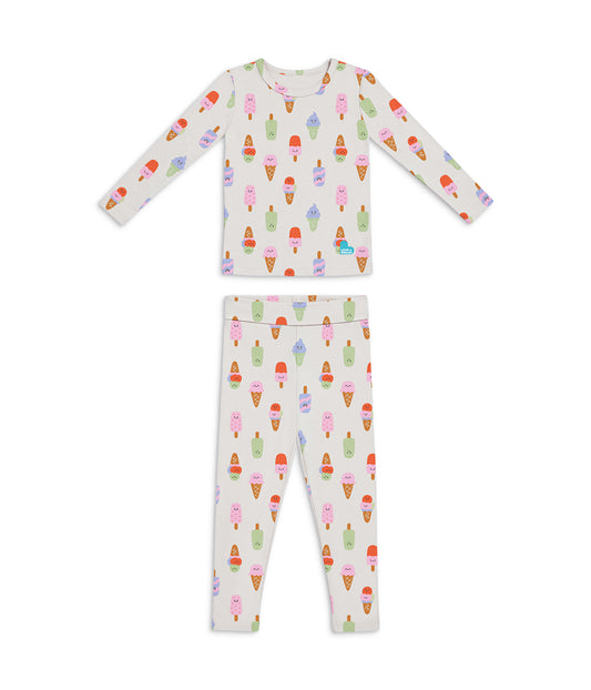 Kids Pyjama Set Long Sleeve Viscose from Bamboo Cream I Screams