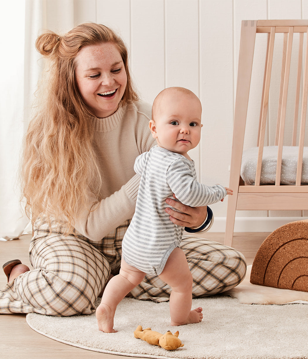 Longsleeve Bodysuit Grey Stripe