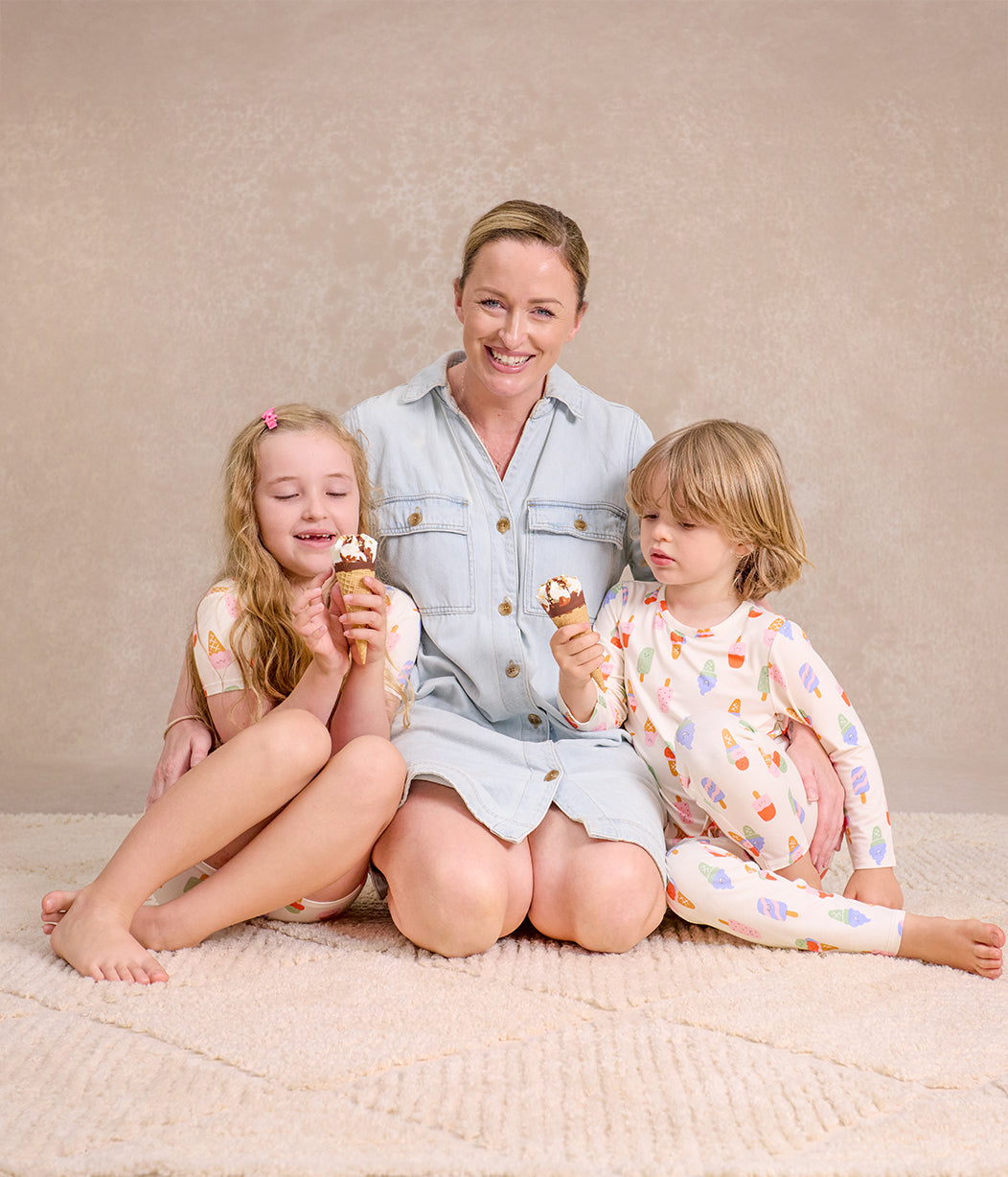 Kids Pyjama Set Short Sleeve Viscose from Bamboo Cream I Screams