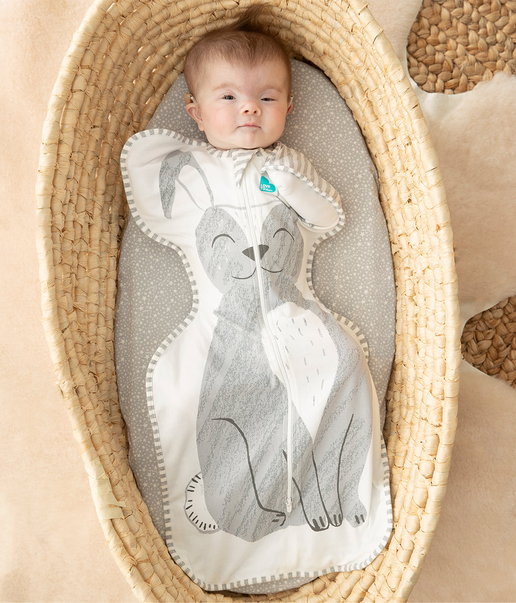 Swaddle Up™ 1.0 TOG (20-24°C) Grey Stevie The Bunny™ Original Cotton