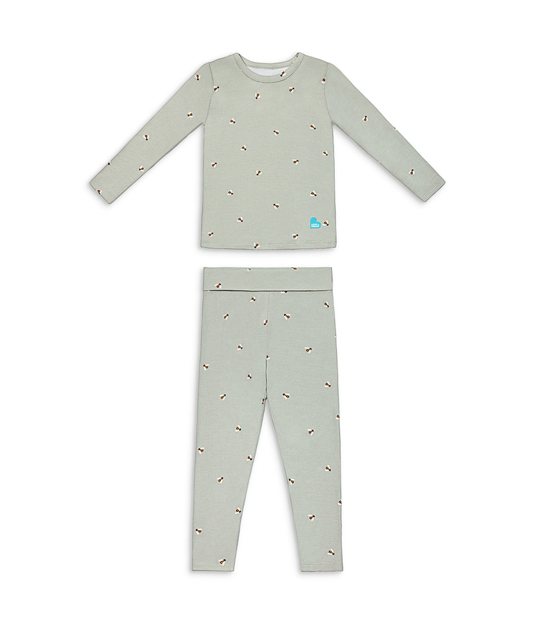 Kids Pyjama Set Long Sleeve Viscose from Bamboo Olive Bees