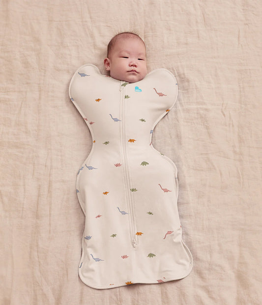 Swaddle Up & Romper Bundle | 1.0 TOG | Bamboo | Cream Dino Snore | Deep Olive