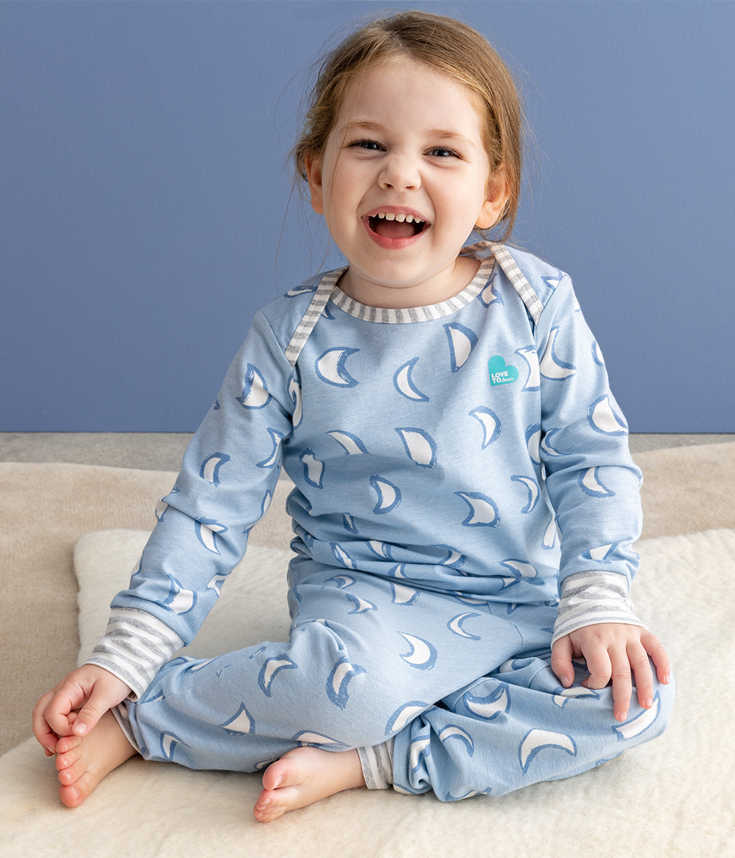 Kids Pyjama Set Long Sleeve Cotton Light Blue Eclipse