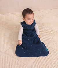 Sleep Bag Sleeveless 1.5 TOG Cotton Fleece Navy Twinkle Embroidery
