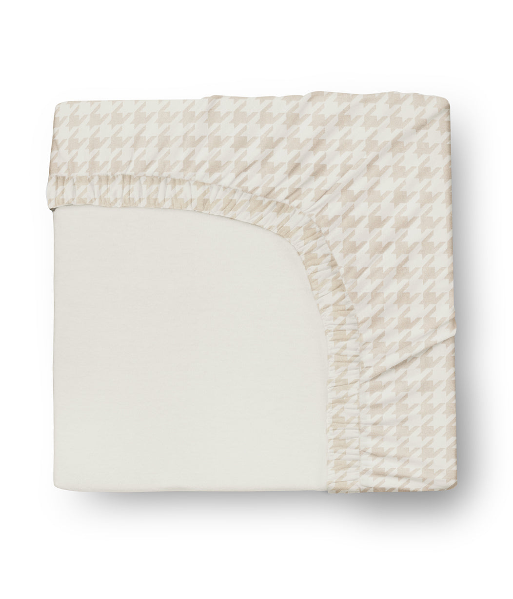 HushDry™ 2-in-1 Waterproof Fitted King Sheet Viscose from Bamboo Tan Houndstooth