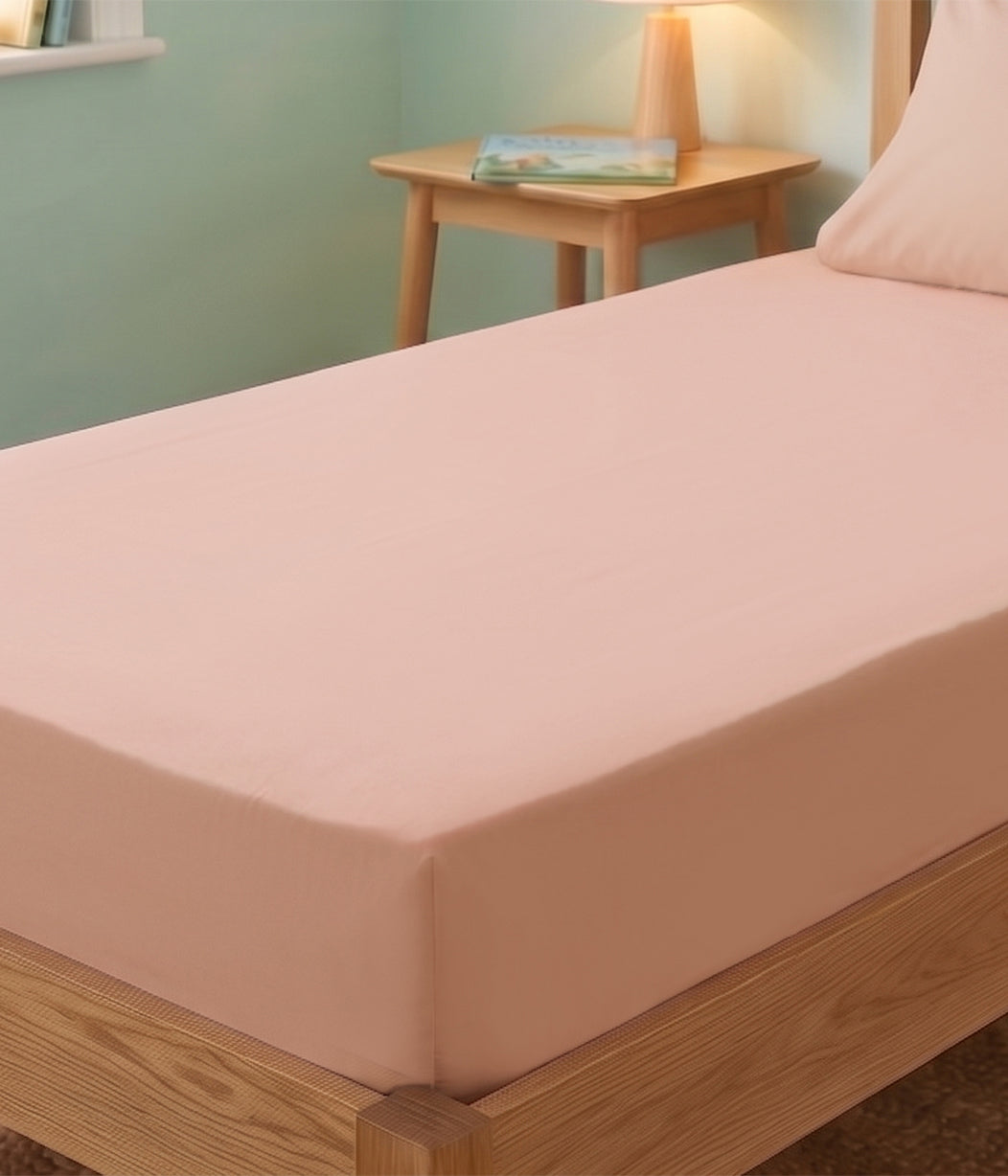 HushDry™ 2-in-1 Waterproof Fitted King Single Sheet Viscose from Bamboo Blush