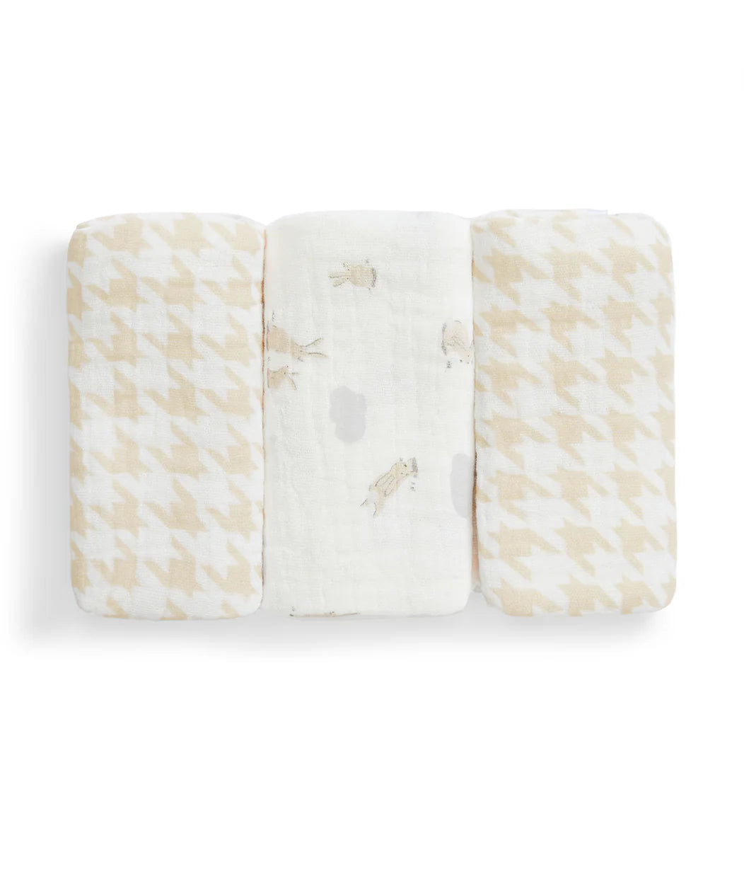 Newborn Starter Gift Bundle | Swaddle Up, Towel, Wash Cloth, Burp Cloths, Bibs | Houndstooth