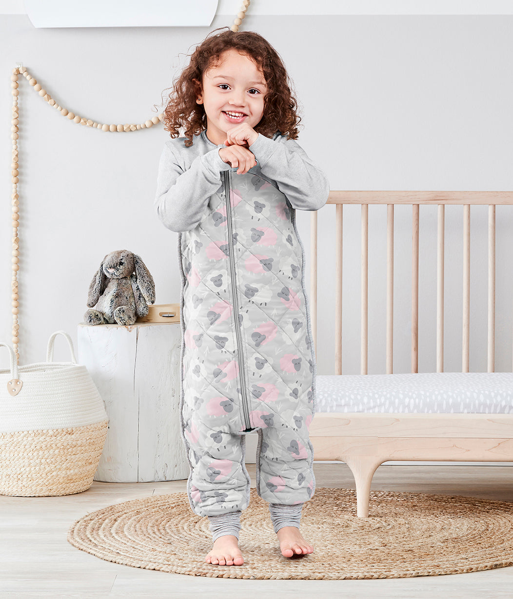 Sleep Suit 2.5 TOG (16-20°C) Rose Sheep Quilted Organic Cotton/Filling 10% Merino Wool