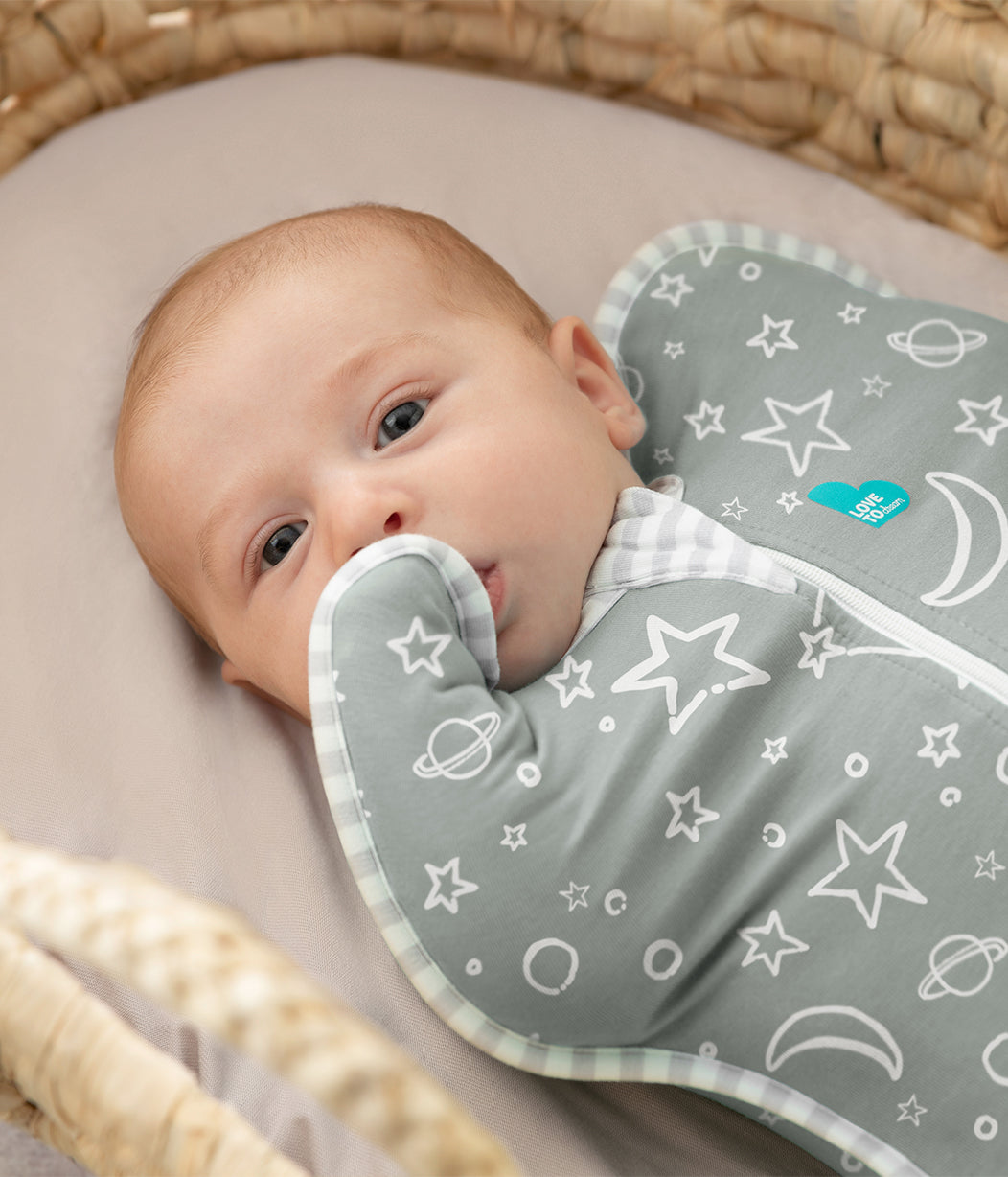 Swaddle Up™ 1.0 TOG (20-24°C) Olive Stars & Moon Viscose from Bamboo