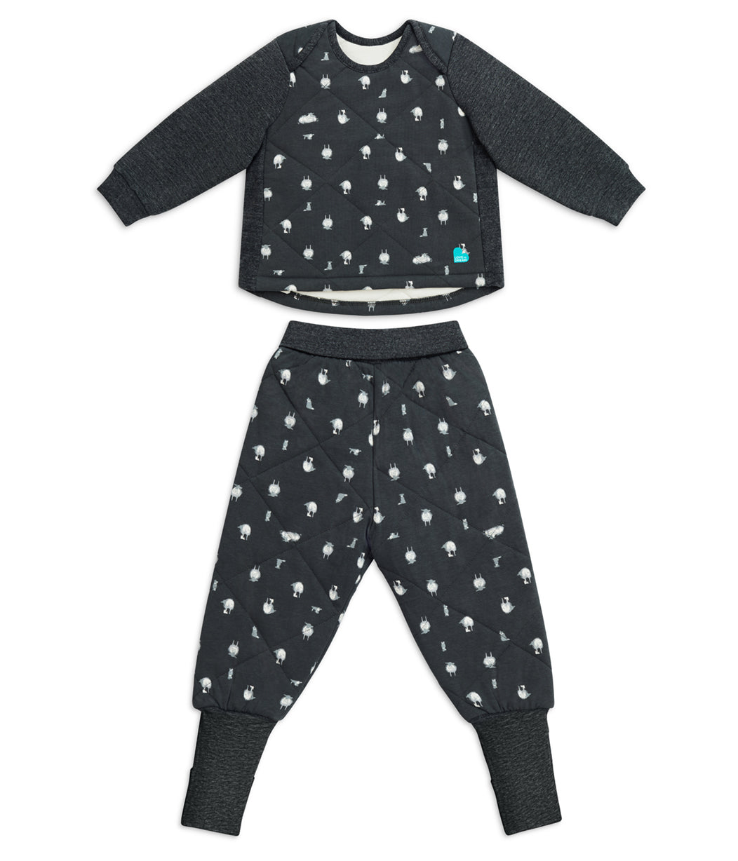 Sleep Suit Long Sleeve Two-Piece 2.5 TOG Organic Cotton/Merino Wool Charcoal Lamb's Best Friend