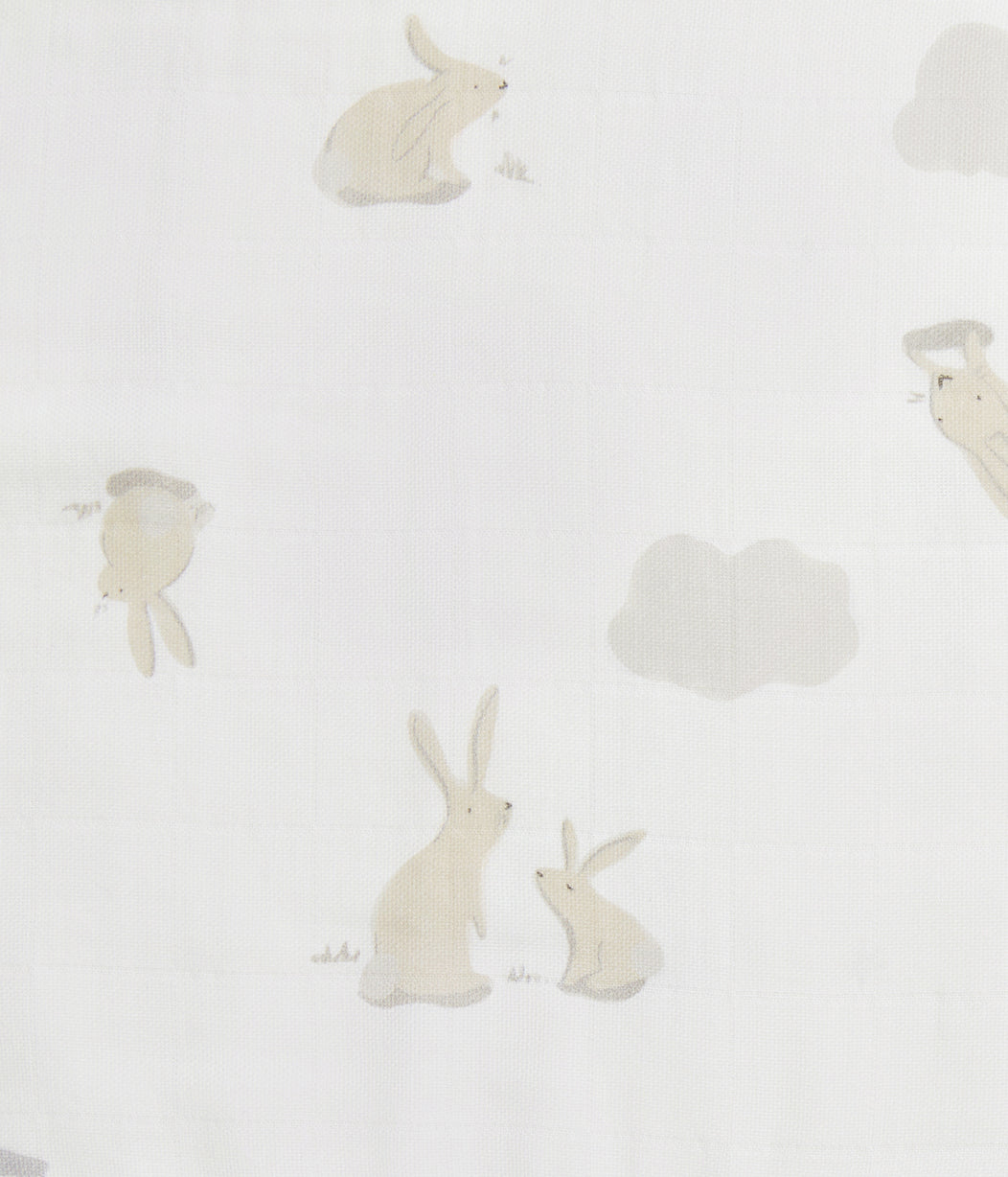 Burp Cloth 2 Pack Cotton White Cloud Bunnies