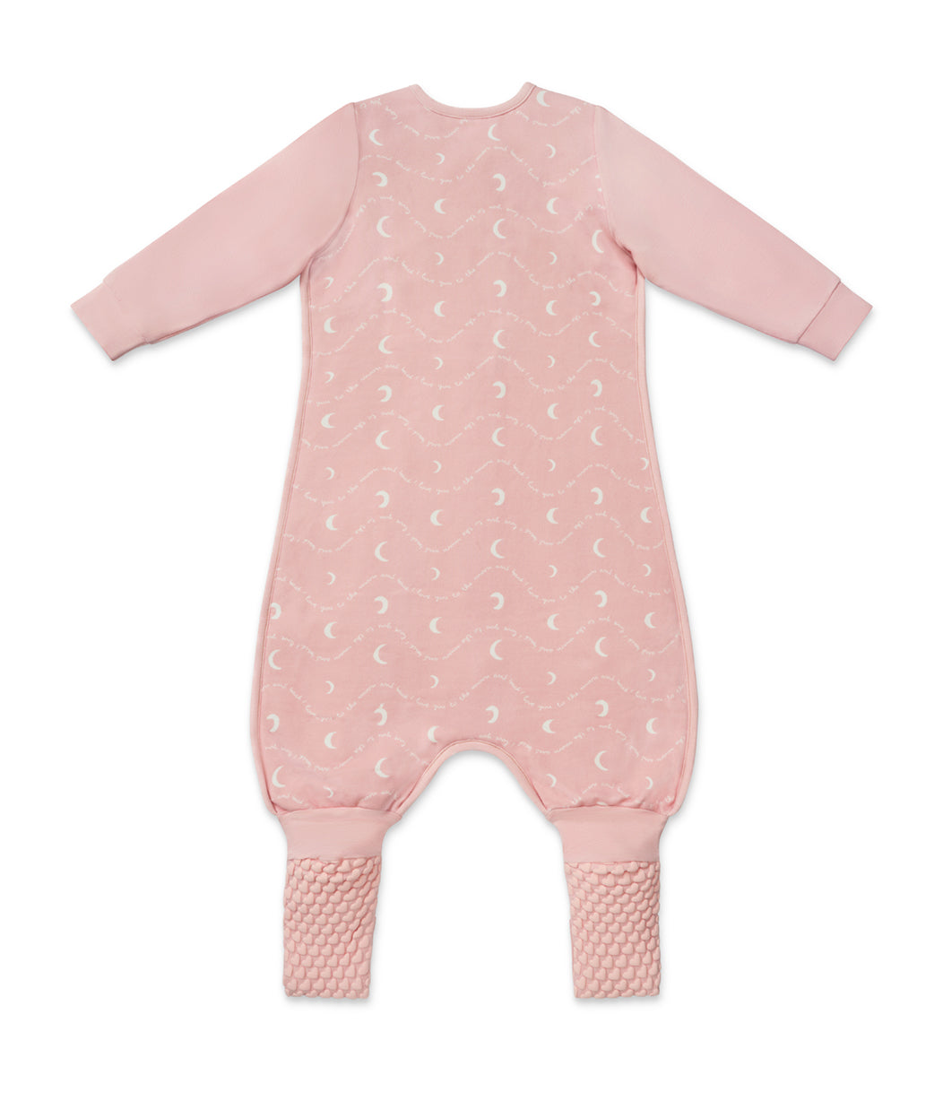 Sleep Suit Long Sleeve 1.5 TOG Cotton Dusty Pink Moon and Back