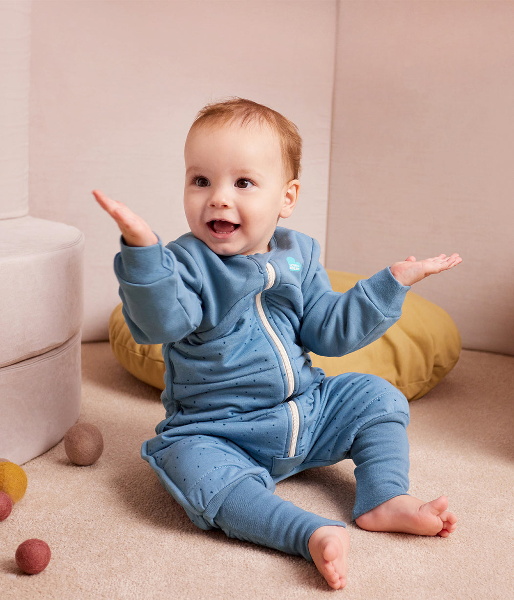 Sleep Suit Long Sleeve 2.5 TOG Cotton Storm Blue Pebbles