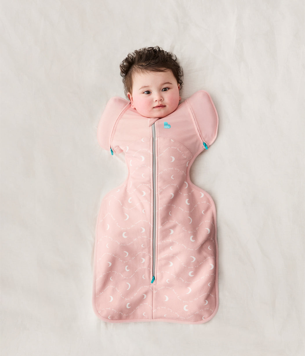 Swaddle Up™ Transition Bag 1.5 TOG Cotton Dusty Pink Moon and Back