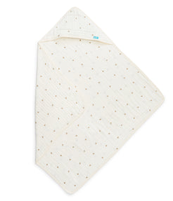 Hooded Towel Muslin Cream Bees