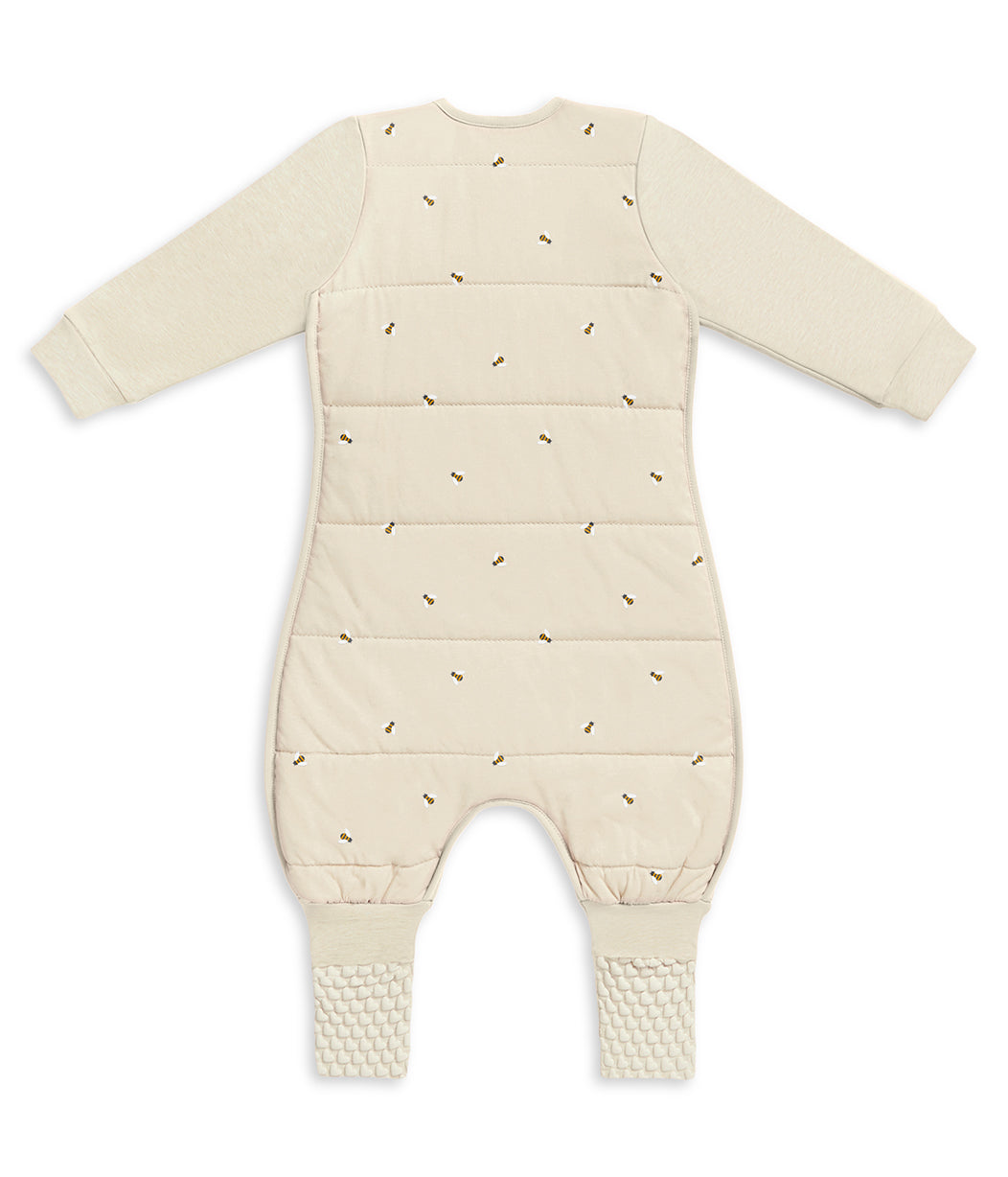Sleep Suit Long Sleeve 2.5 TOG Cotton Oatmeal Bees