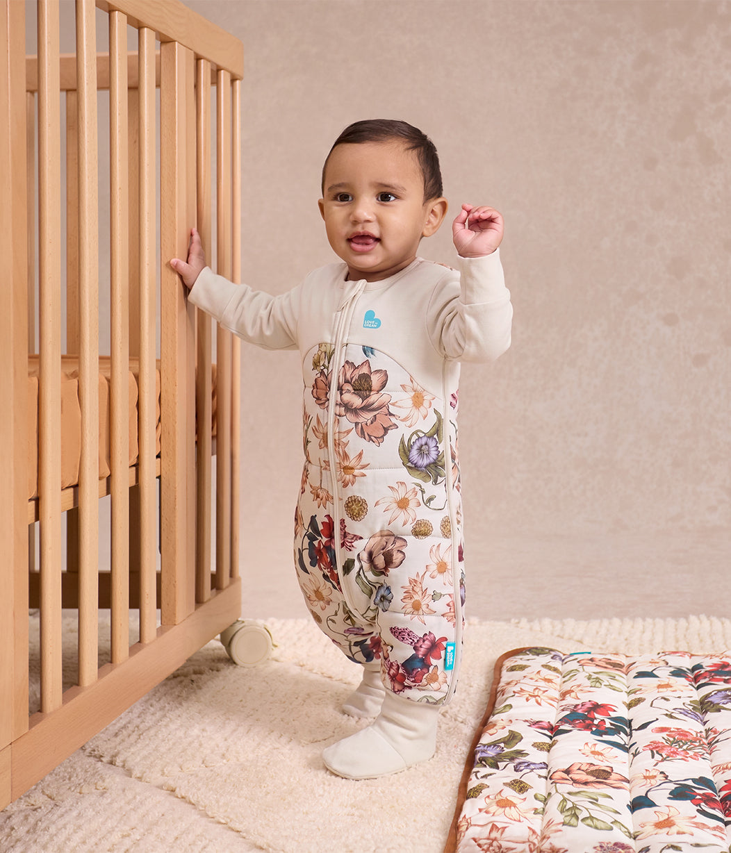 Sleep Suit Long Sleeve 2.5 TOG Quilted Cotton Cream Wandering Folk