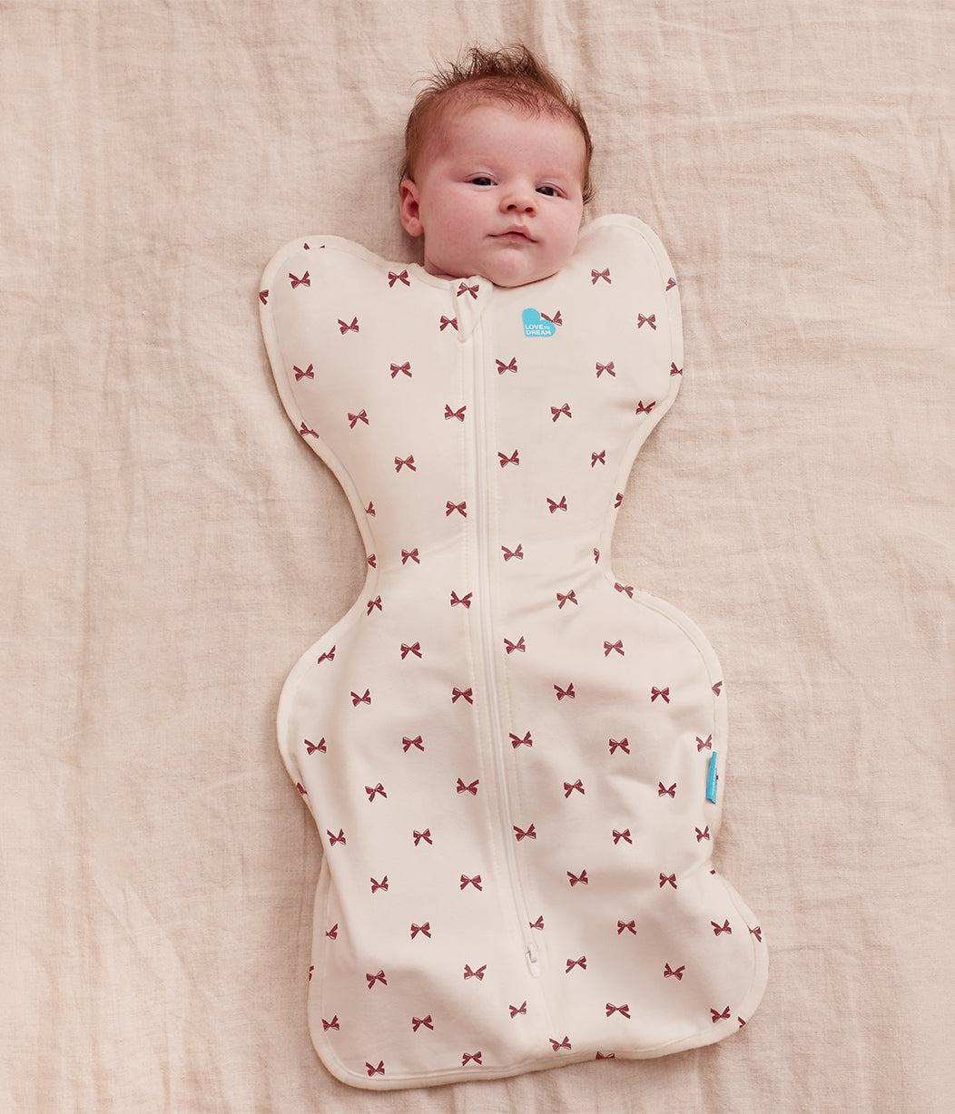 Newborn Starter Gift Bundle | Swaddle | Romper | Sleep Machine | 1.0 TOG | Cream Bows