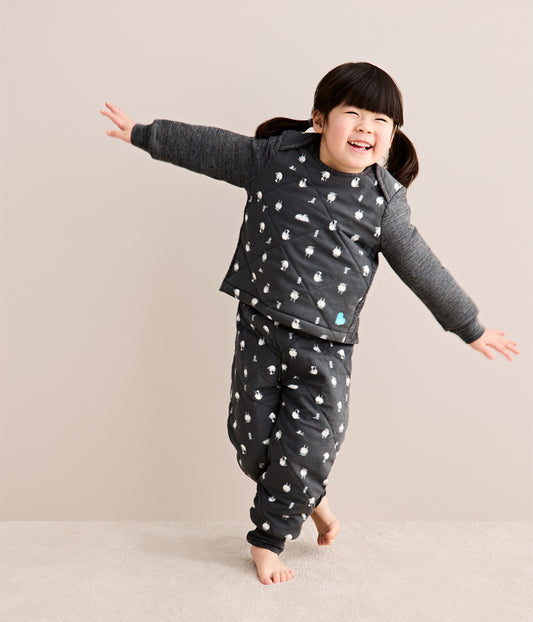 Sleep Suit Long Sleeve Two-Piece 2.5 TOG Organic Cotton/Merino Wool Charcoal Lamb's Best Friend