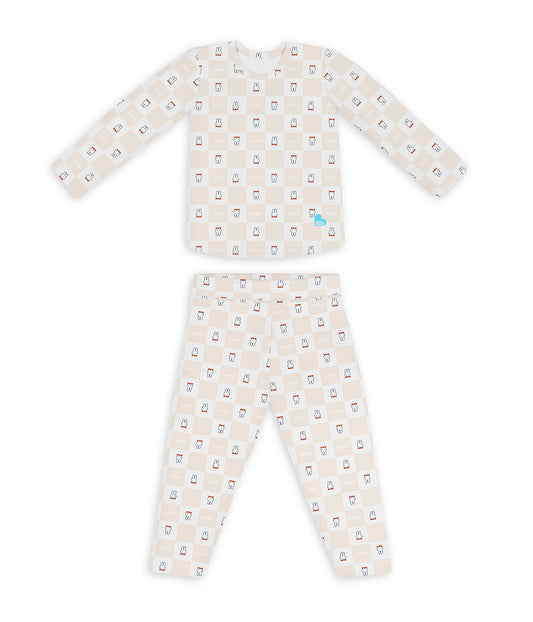 Kids Pyjama Set Long Sleeve Viscose from Bamboo Birch Miffy Checker