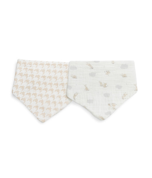 Bib 2 Pack Muslin White Mini Cloud Bunnies