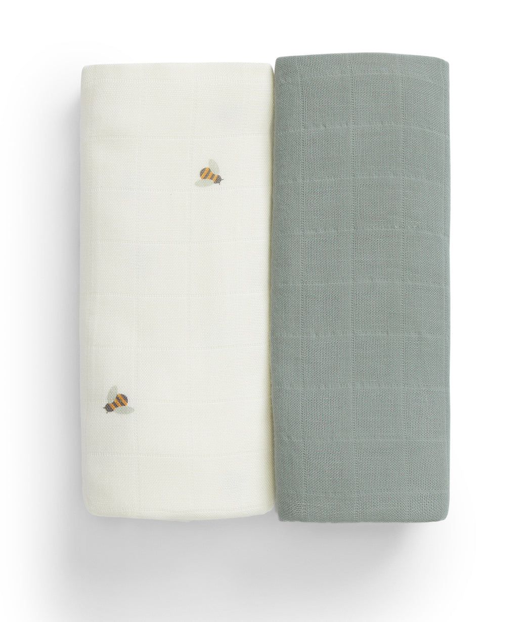 Burp Cloth 2 Pack Cotton Cream Bees