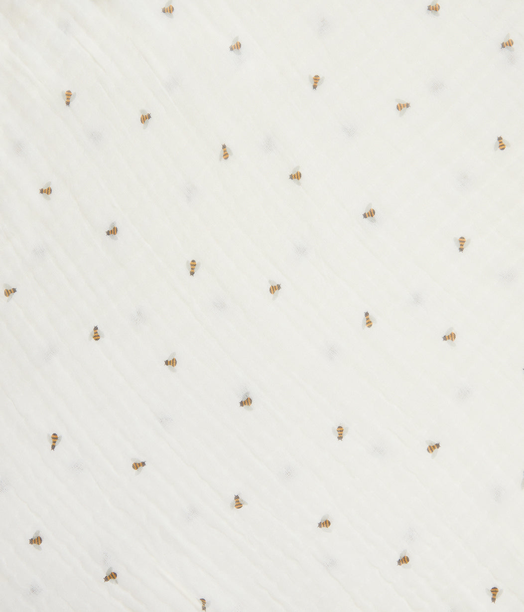 Hooded Towel Cotton Blend Cream Bees