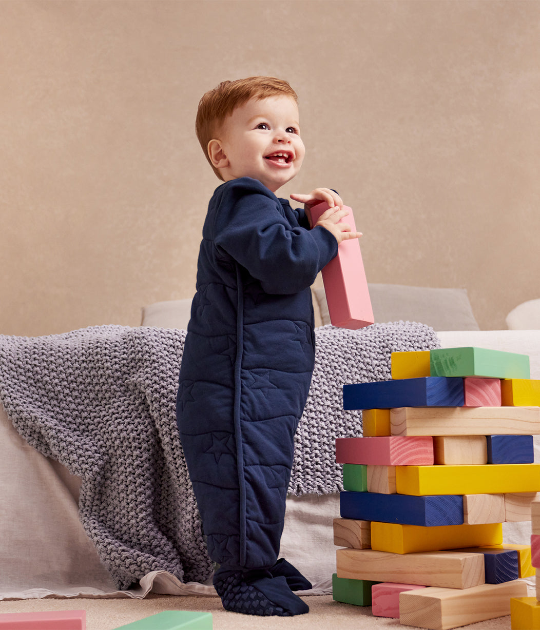 Sleep Suit Long Sleeve 3.5 TOG Cotton Navy Star Quilting
