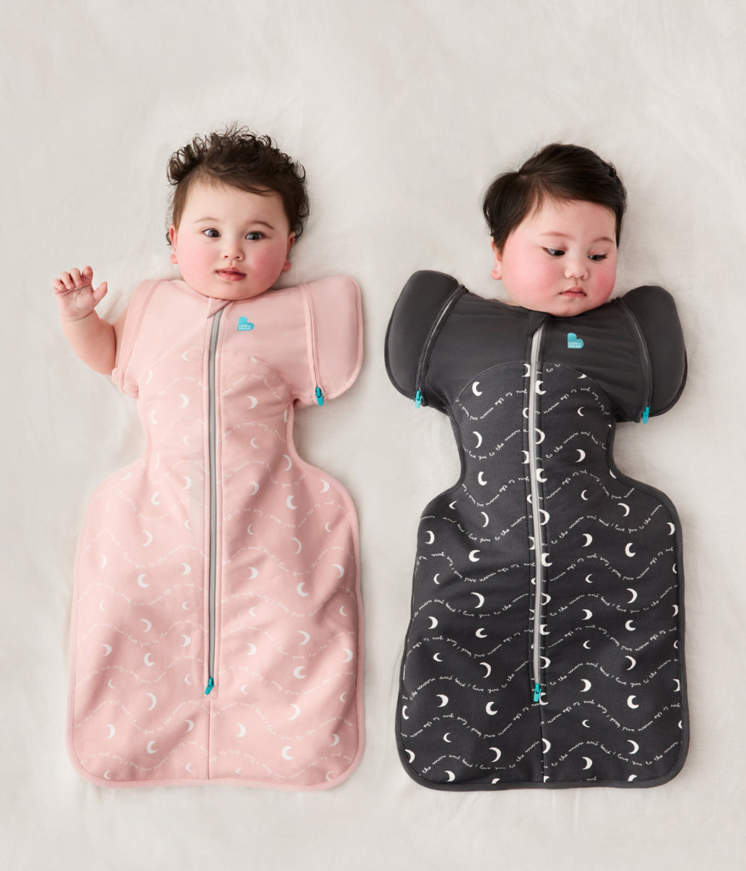 Swaddle Up™ Transition Bag 1.5 TOG Cotton Dusty Pink Moon and Back