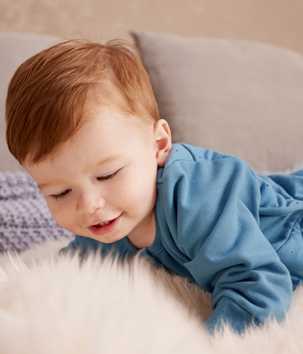 Sleep Bag Long Sleeve 2.5 TOG Quilted Cotton Storm Blue Pebbles