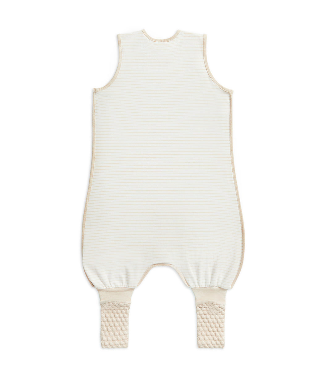 Sleep Suit Sleeveless 0.2 TOG Organic Cotton Tan Breton Stripe