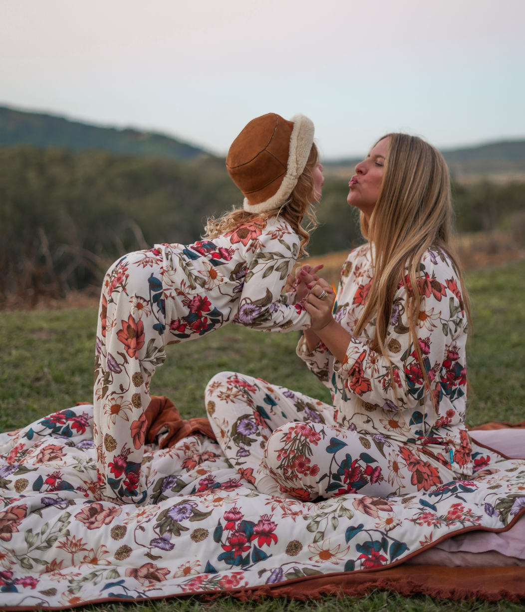 Adults Pyjama Set Long Sleeve Viscose from Bamboo Cream Wandering Folk