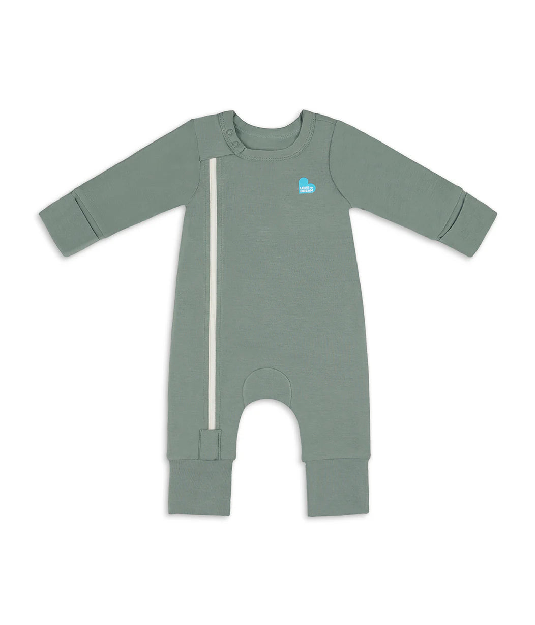 Swaddle Up & Romper Bundle | 1.0 TOG | Bamboo | Cream Dino Snore | Deep Olive