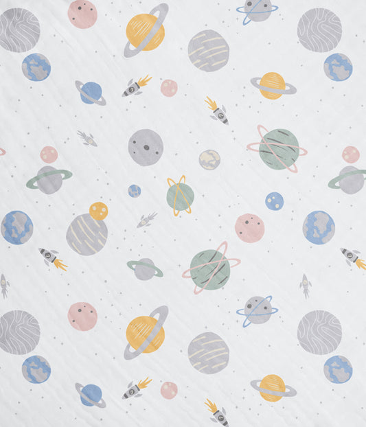 Hooded Towel Muslin White Rocket