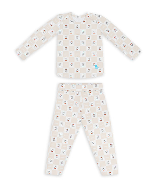 Kids Pyjama Set Long Sleeve Viscose from Bamboo Birch Miffy Checker